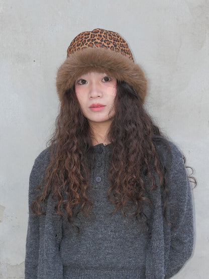 Leopard Plush Bucket Hat