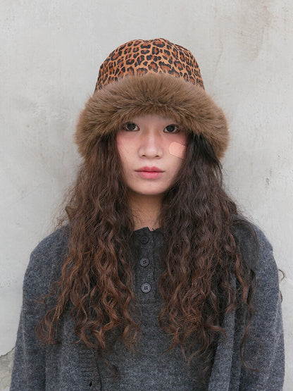 Leopard Plush Bucket Hat