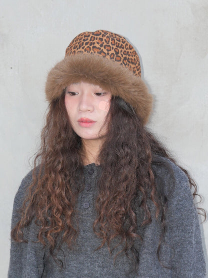Leopard Plush Bucket Hat