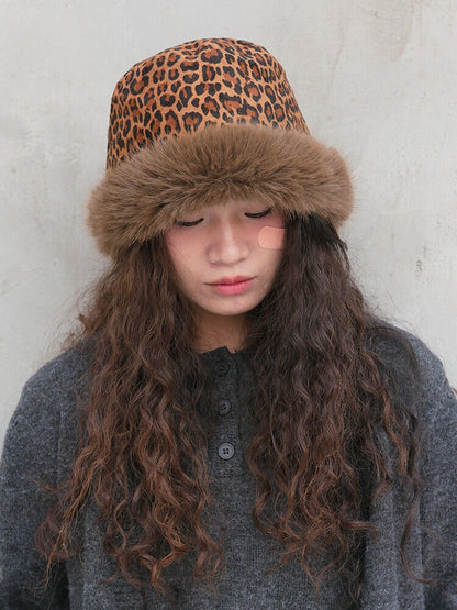 Leopard Plush Bucket Hat