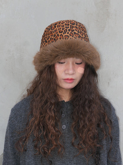 Leopard Plush Bucket Hat