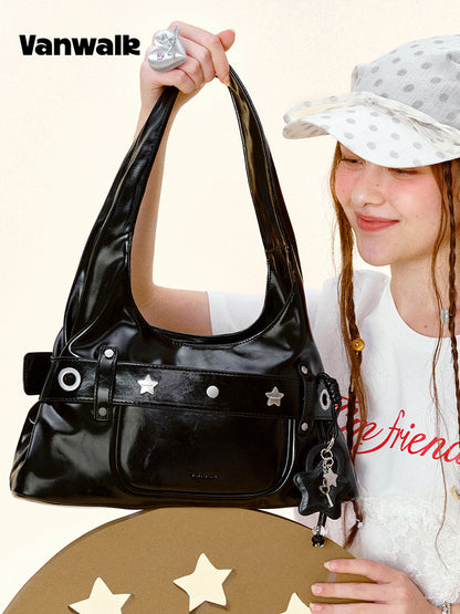 Vanwalk Gulugulu Leopard Studded Hobo Bag