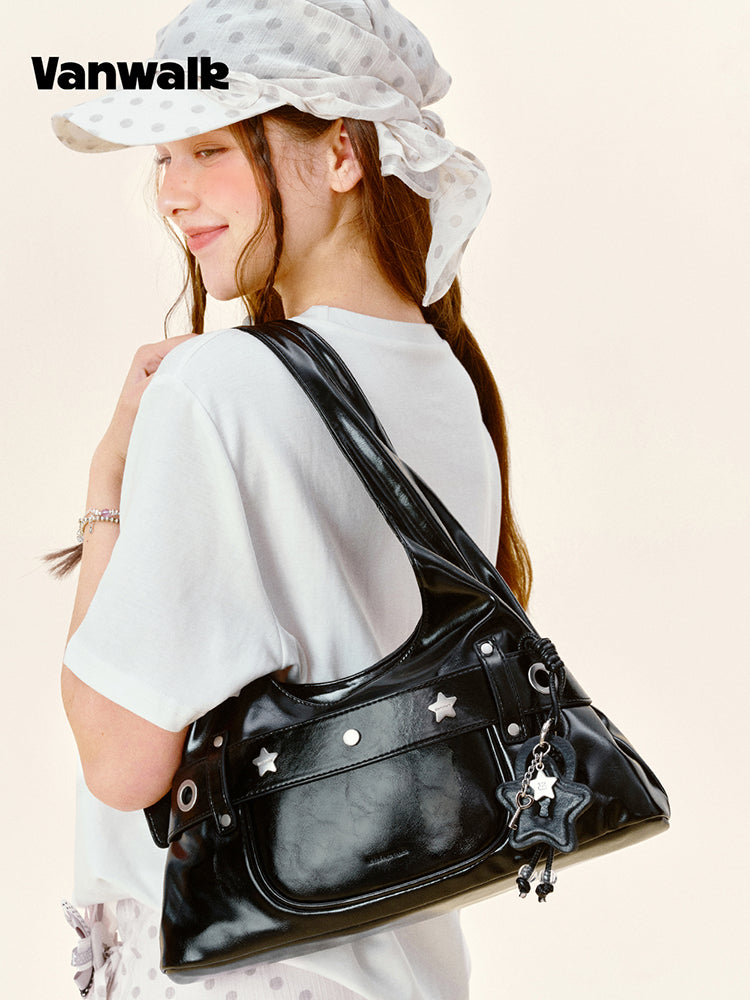 Vanwalk Gulugulu Leopard Studded Hobo Bag