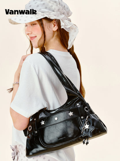 Vanwalk Gulugulu Leopard Studded Hobo Bag