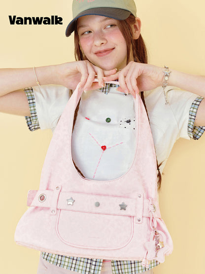 Vanwalk Gulugulu Leopard Studded Hobo Bag