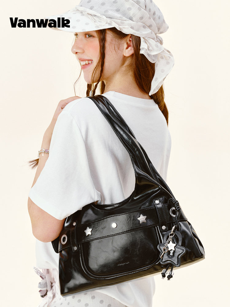 Vanwalk Gulugulu Leopard Studded Hobo Bag