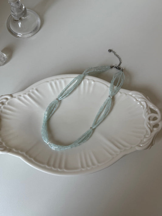 Light Blue Layered Beaded Necklace
