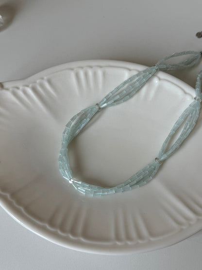 Light Blue Layered Beaded Necklace