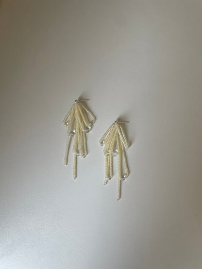 Light Yellow Glitter Beaded Earrings