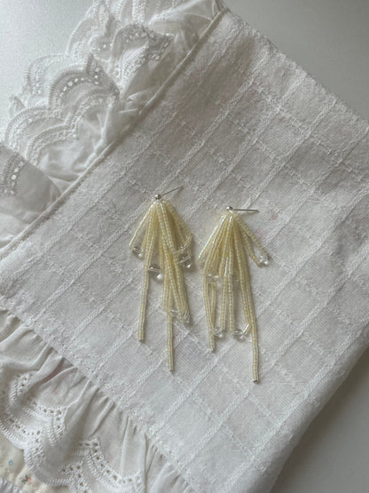 Light Yellow Glitter Beaded Earrings