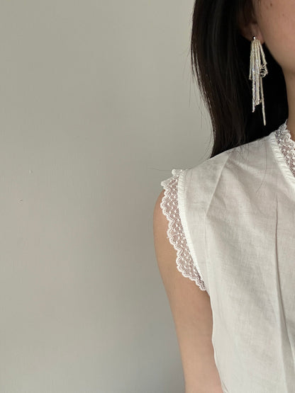 Light Yellow Glitter Beaded Earrings