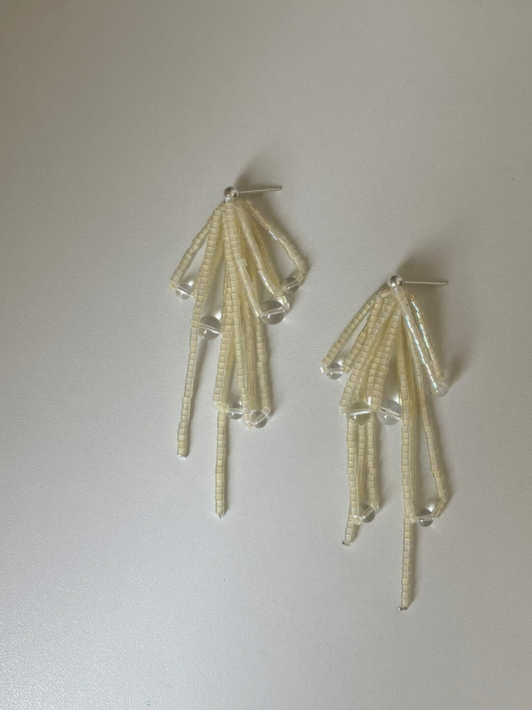Light Yellow Glitter Beaded Earrings