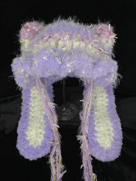 Lilac Bunny Ear Beanie	 Crochet Hat
