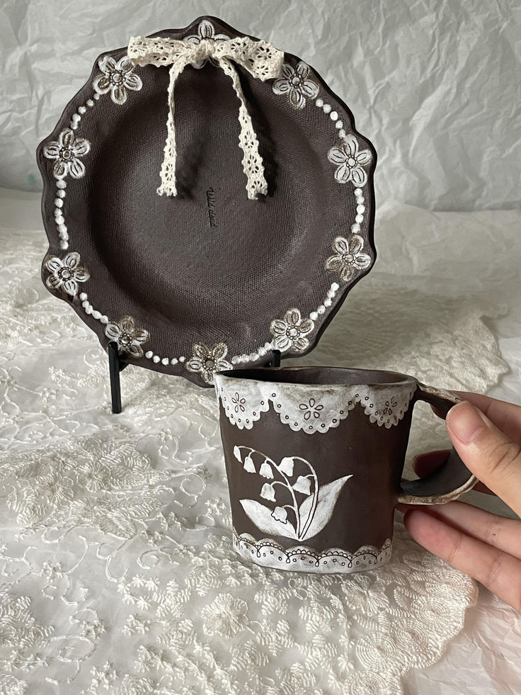 Lily of the Valley Hand-Painted Ceramic Plate