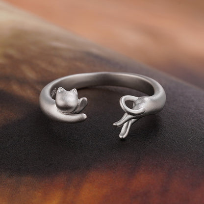 Cat Dog Couple Open-end Rings Set