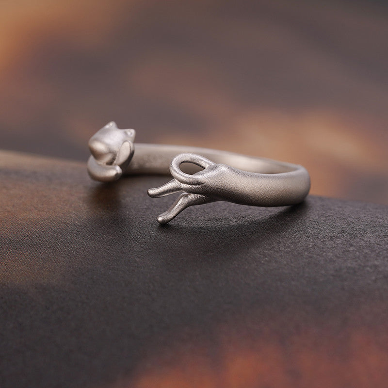 Cat Dog Couple Open-end Rings Set