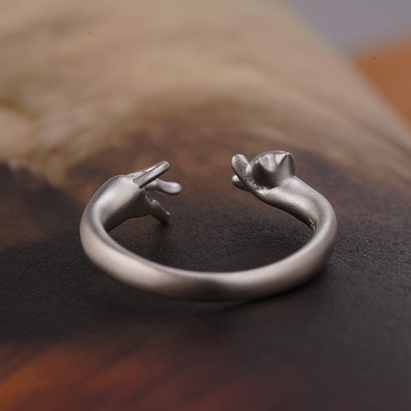 Cat Dog Couple Open-end Rings Set