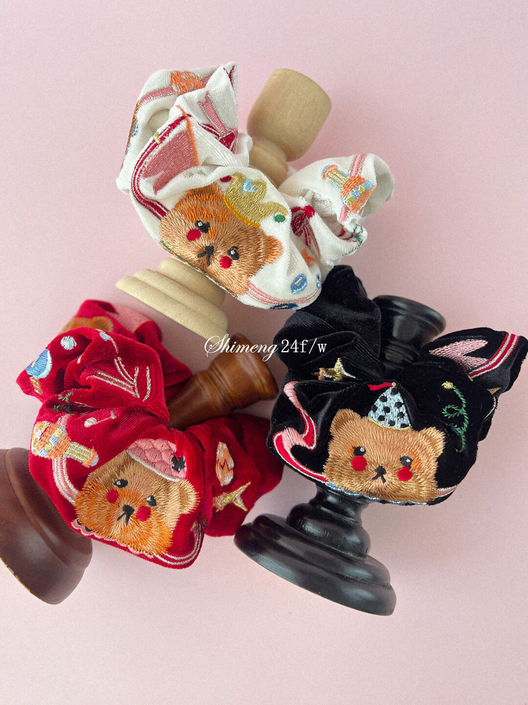 Little Bear Circus Embroidered Hair Scrunchie