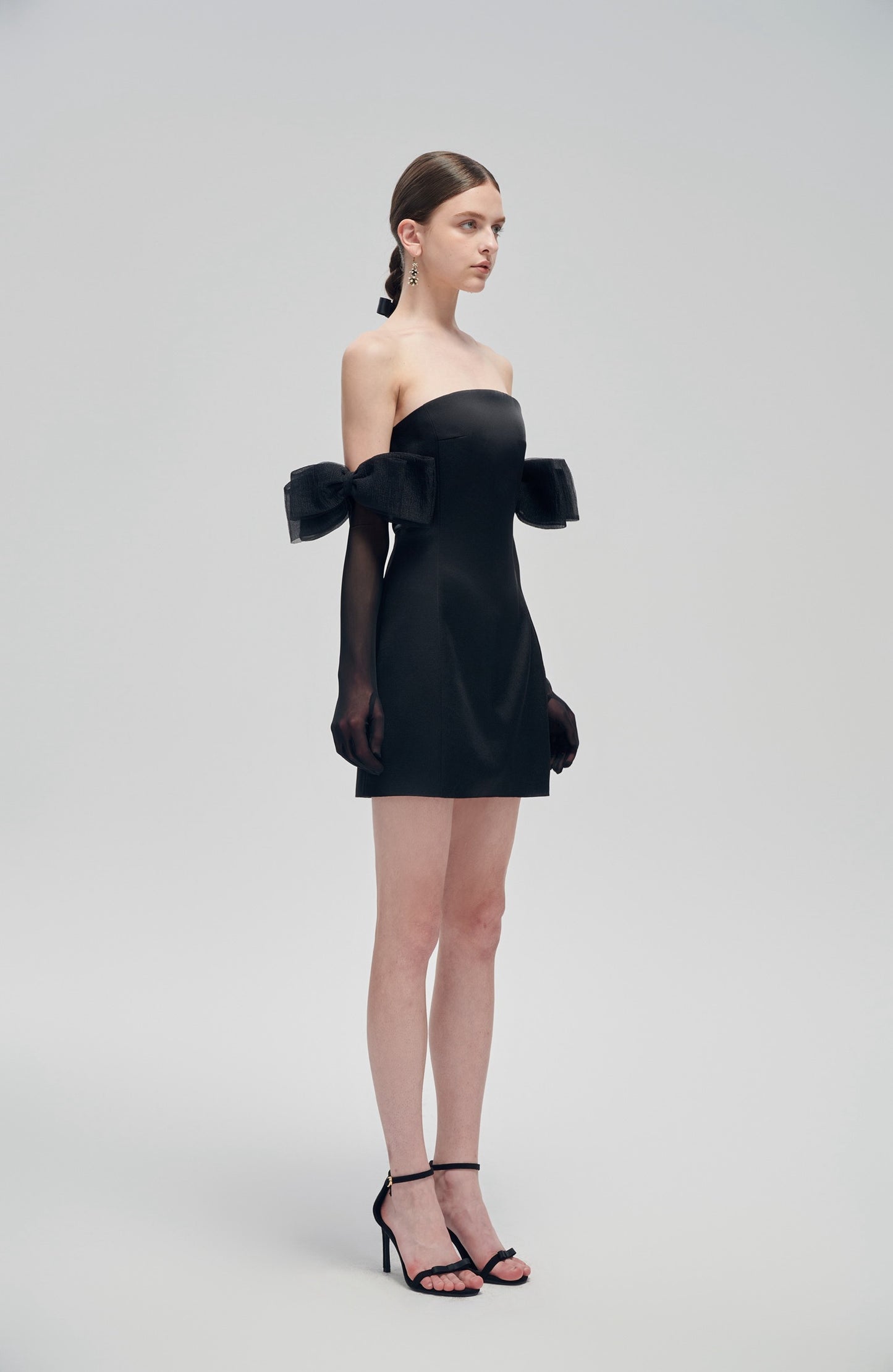 Little Black Dress with Bow Gloves
