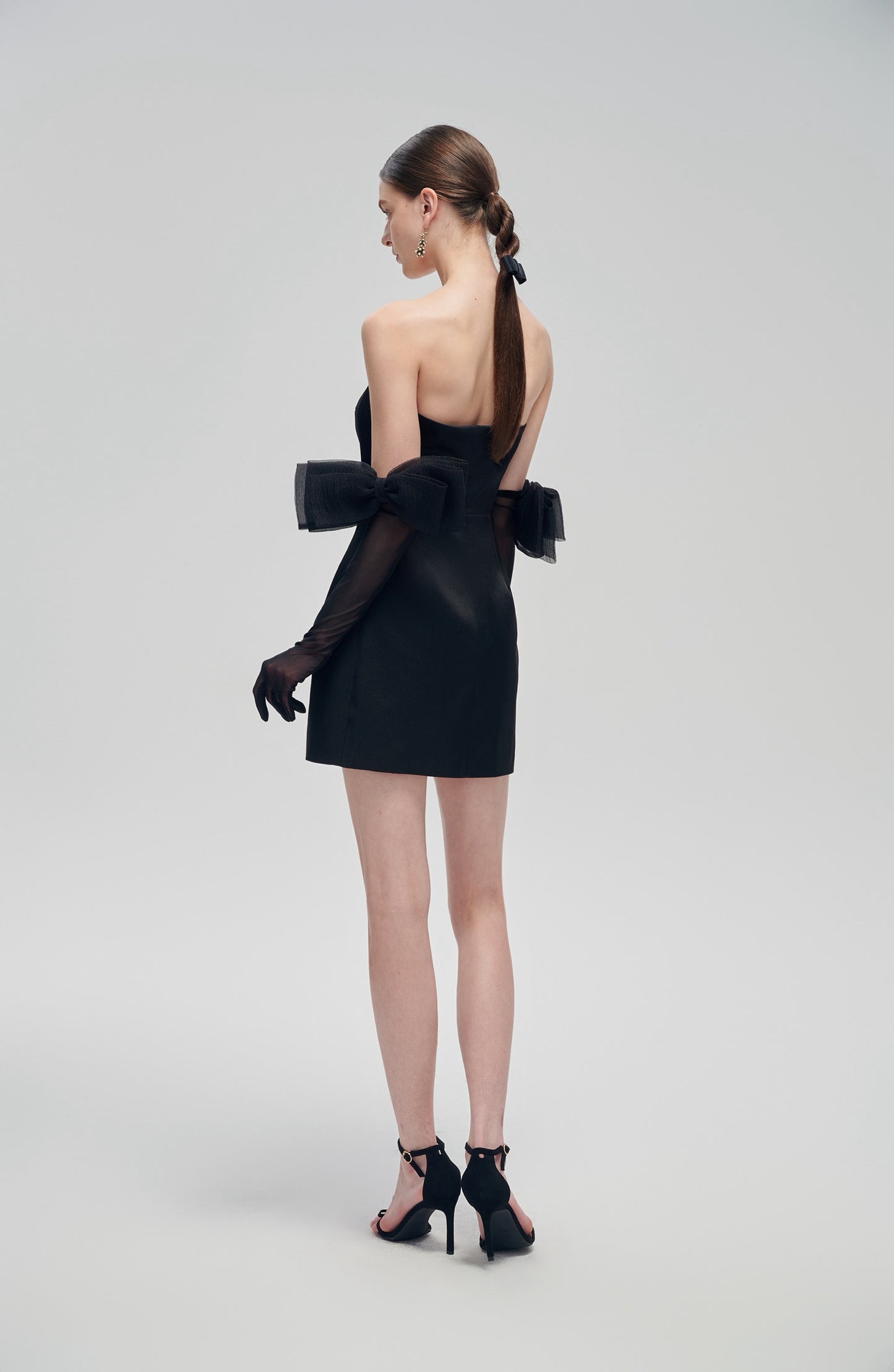 Little Black Dress with Bow Gloves