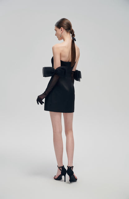 Little Black Dress with Bow Gloves