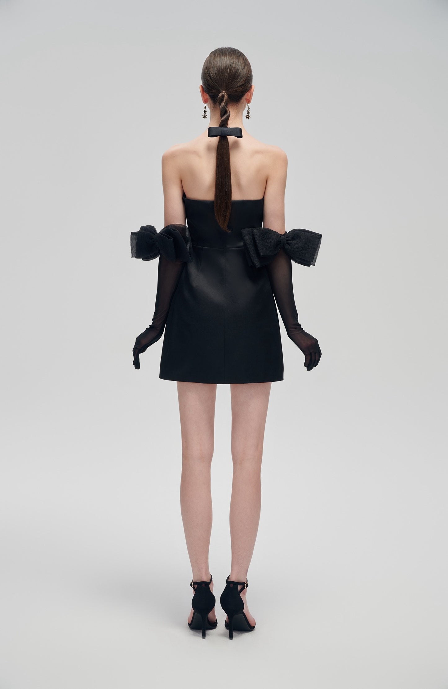 Little Black Dress with Bow Gloves