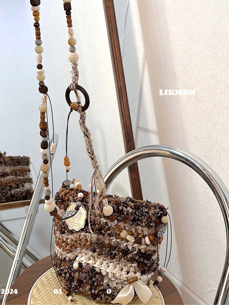 London Afternoon Brown Crochet Crossbody Bag