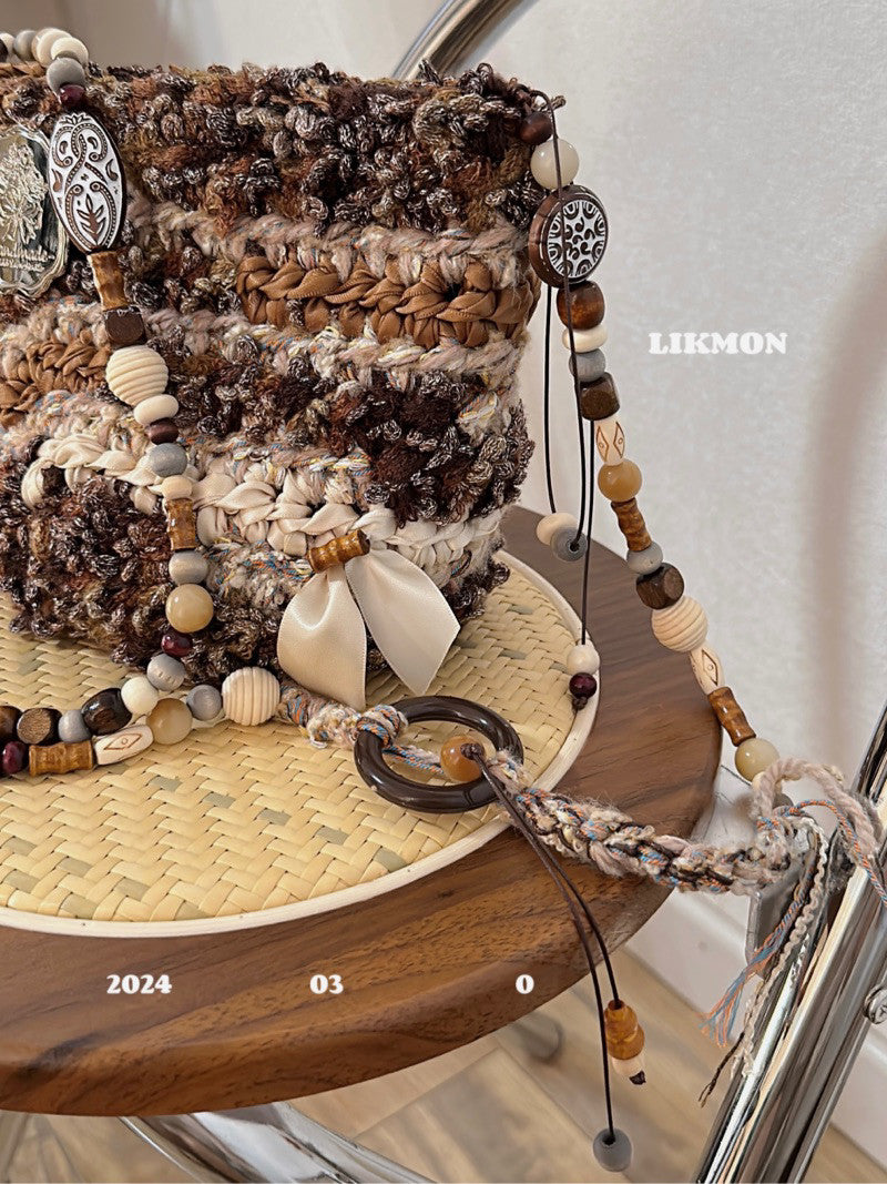 London Afternoon Brown Crochet Crossbody Bag