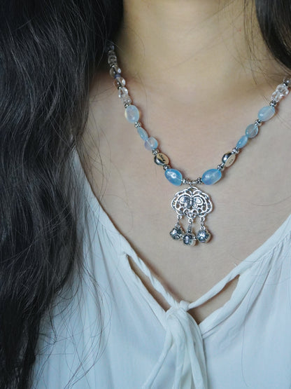 Longevity Lock Crystal Beaded Necklace