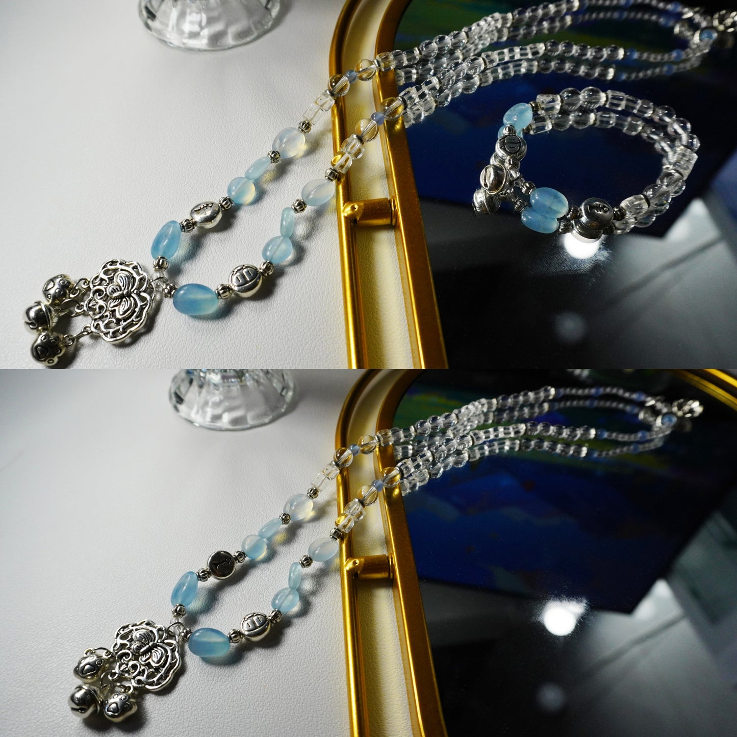 Longevity Lock Crystal Beaded Necklace