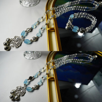 Longevity Lock Crystal Beaded Necklace