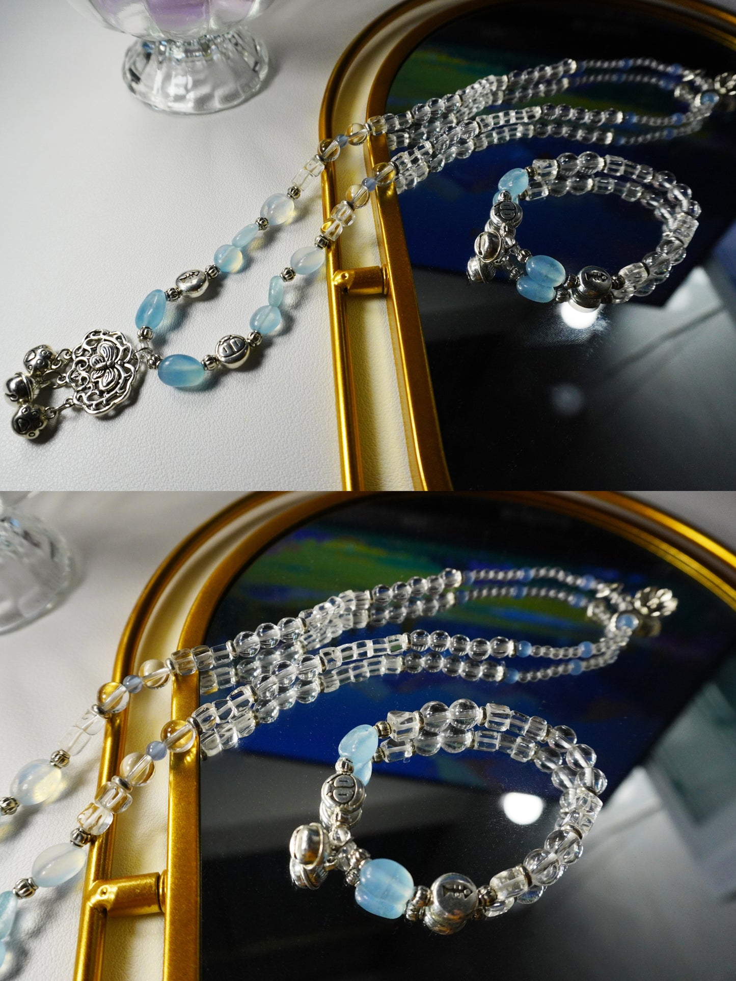 Longevity Lock Crystal Beaded Necklace