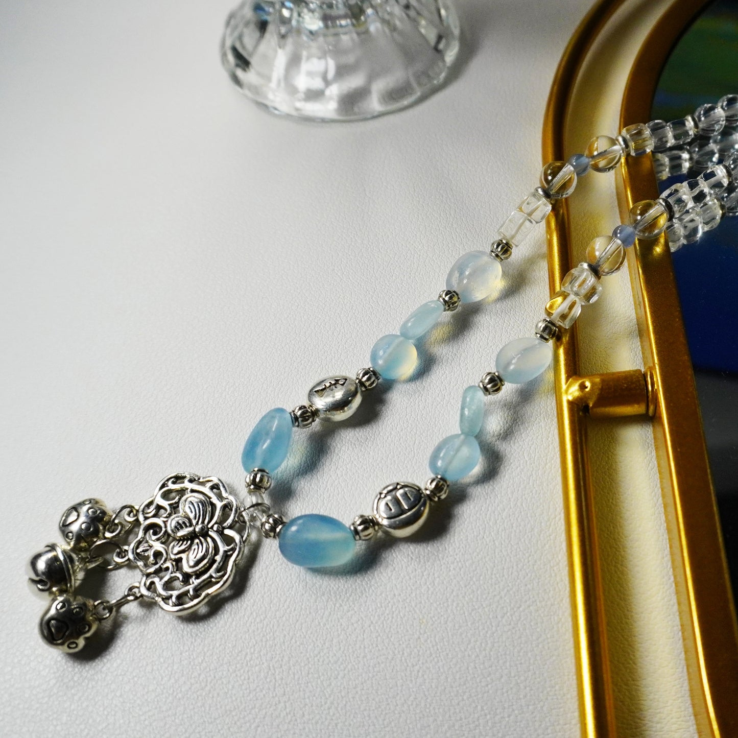 Longevity Lock Crystal Beaded Necklace