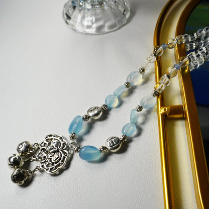 Longevity Lock Crystal Beaded Necklace