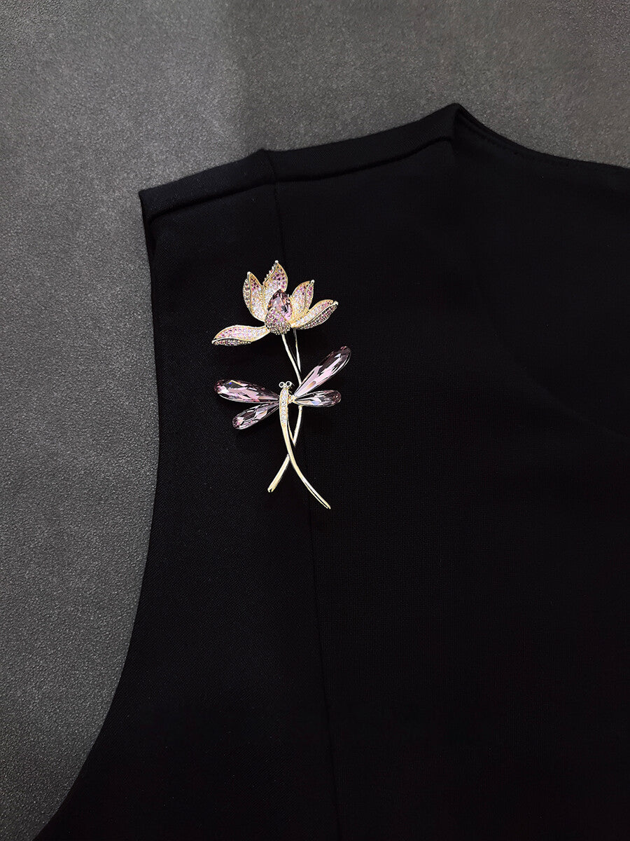 Lotus Dragonfly Brooch