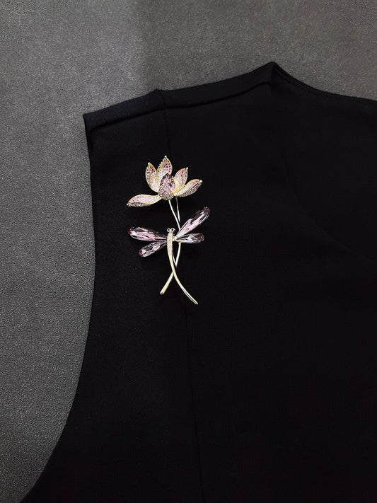 Lotus Dragonfly Brooch