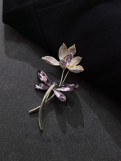 Lotus Dragonfly Brooch
