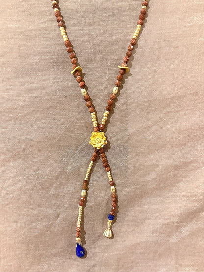 Lotus Lazurite Beaded Necklace