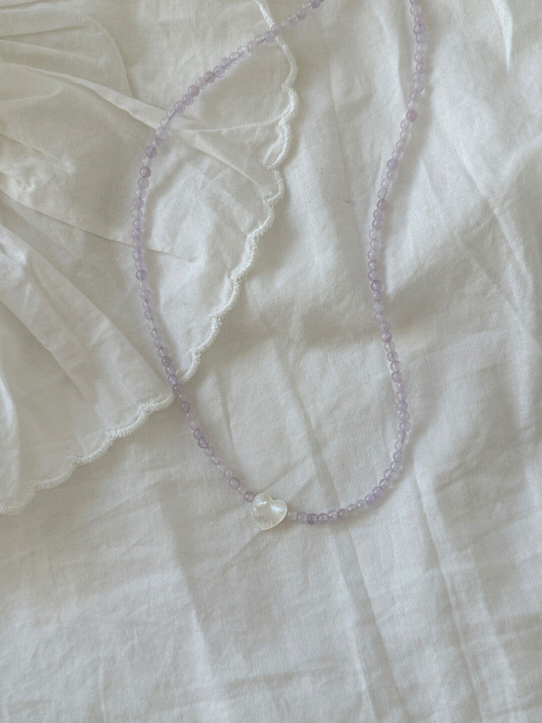 Heart Romantic Purple Natural Stone Beaded Necklace