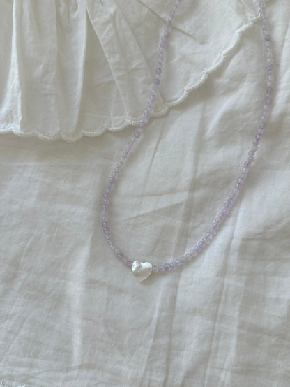 Heart Romantic Purple Natural Stone Beaded Necklace