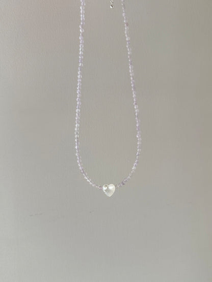 Heart Romantic Purple Natural Stone Beaded Necklace