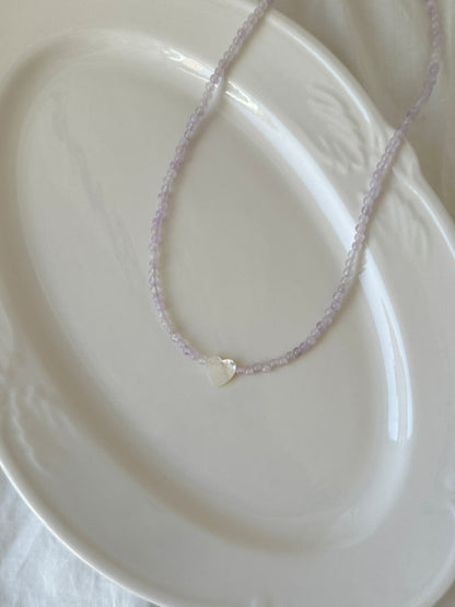 Heart Romantic Purple Natural Stone Beaded Necklace