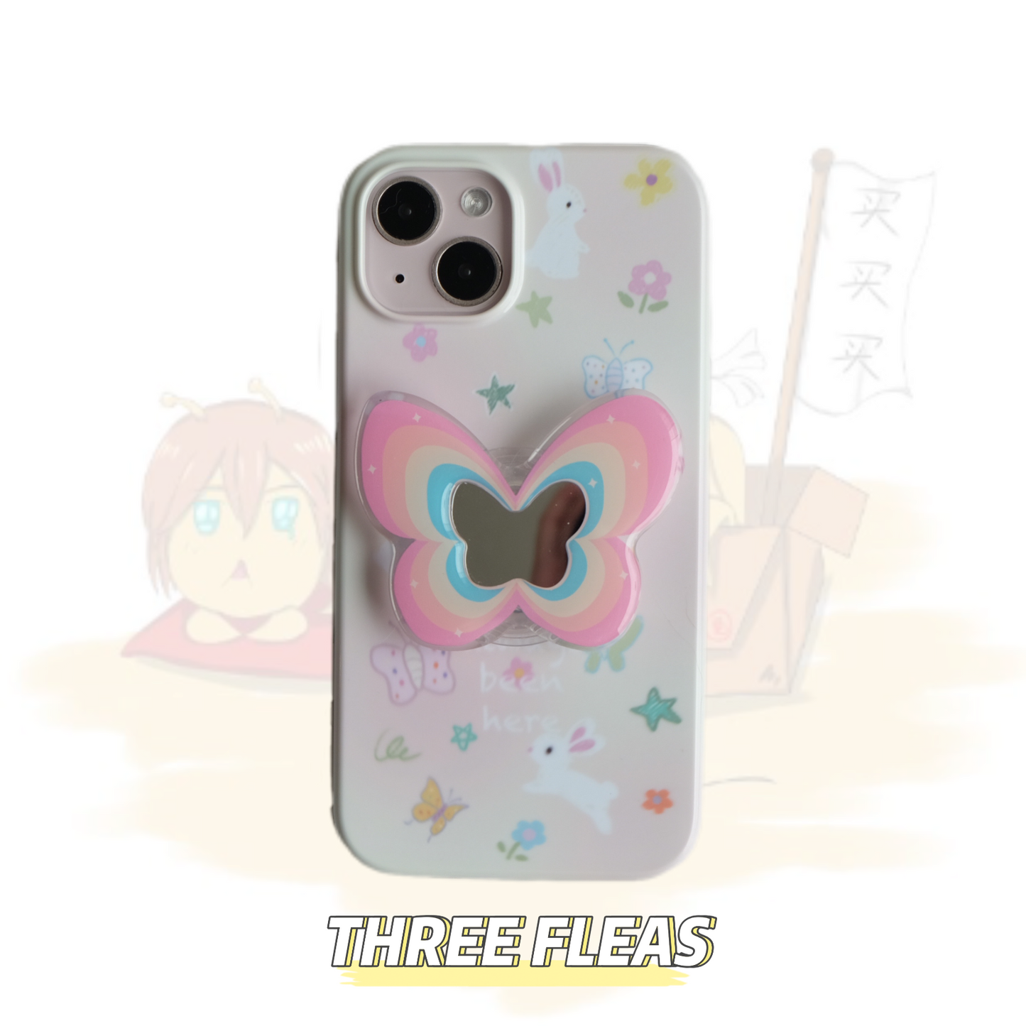 Lovely Rabbit Butterfly Printed Phone Case