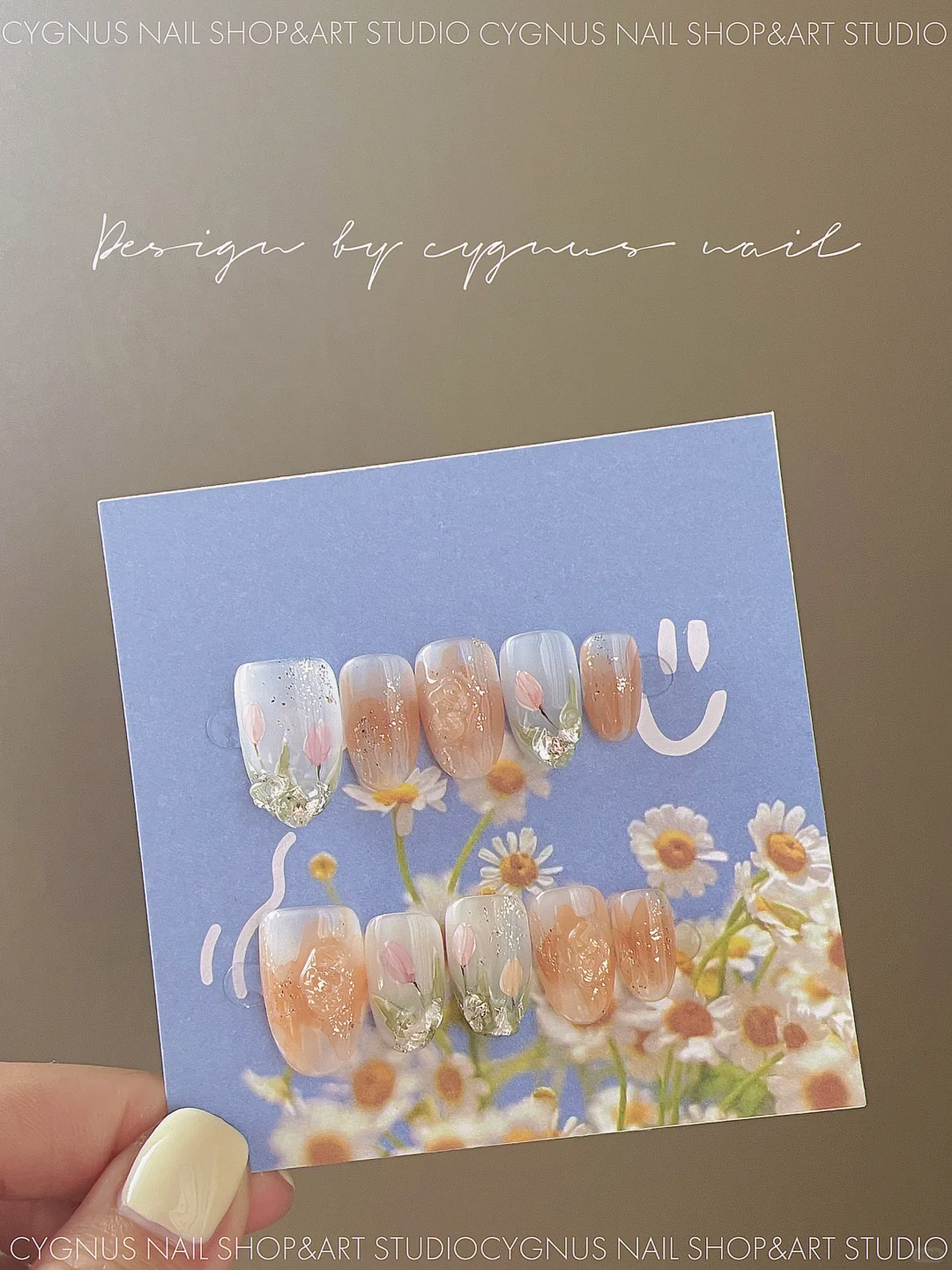 Luna Tulip Hand Painted Press On Nails Set