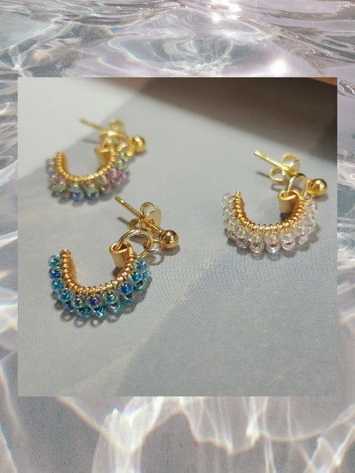 MIYUKI Seed Beaded Hoop Earrings