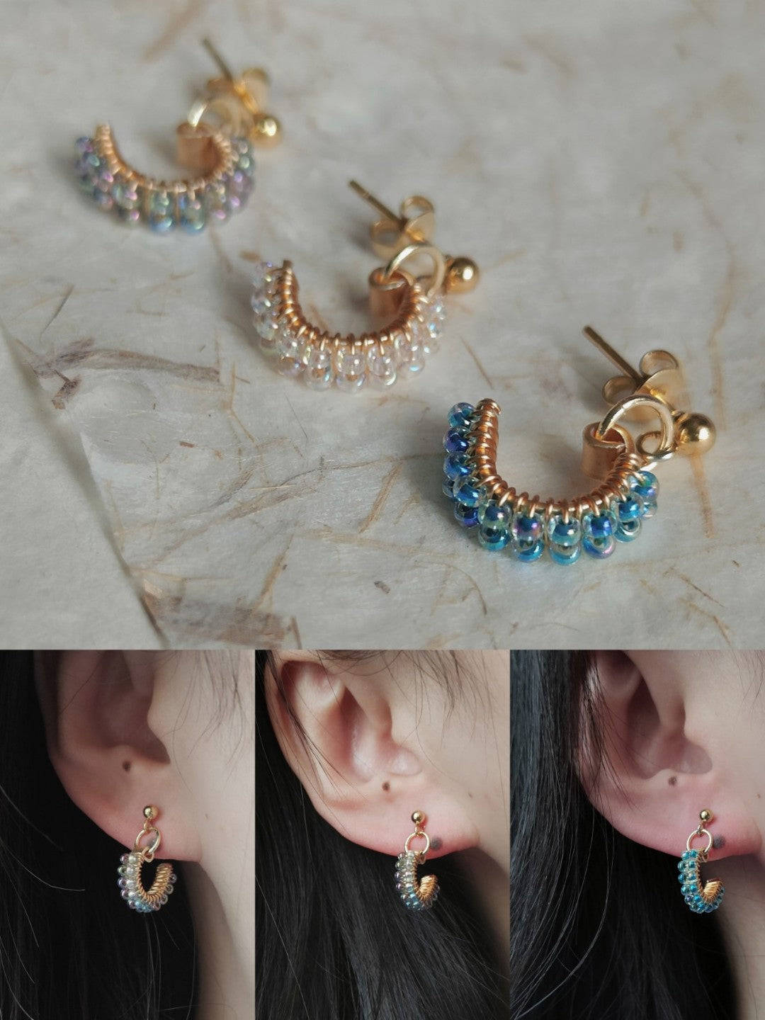 MIYUKI Seed Beaded Hoop Earrings