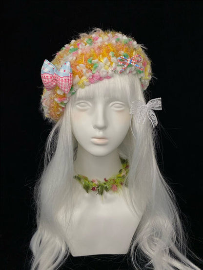 Floral Butterfly and Cherry Cake Crochet Hat