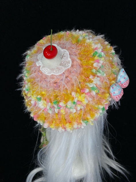 Floral Butterfly and Cherry Cake Crochet Hat