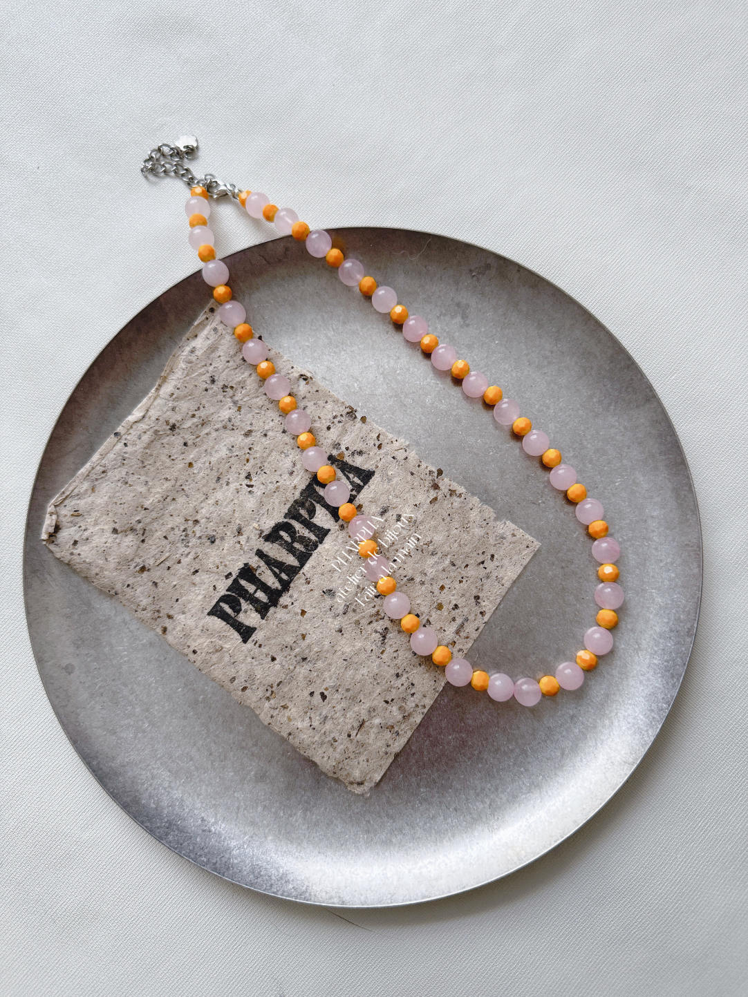 Mango Soda Pink Crystal Beaded Necklace