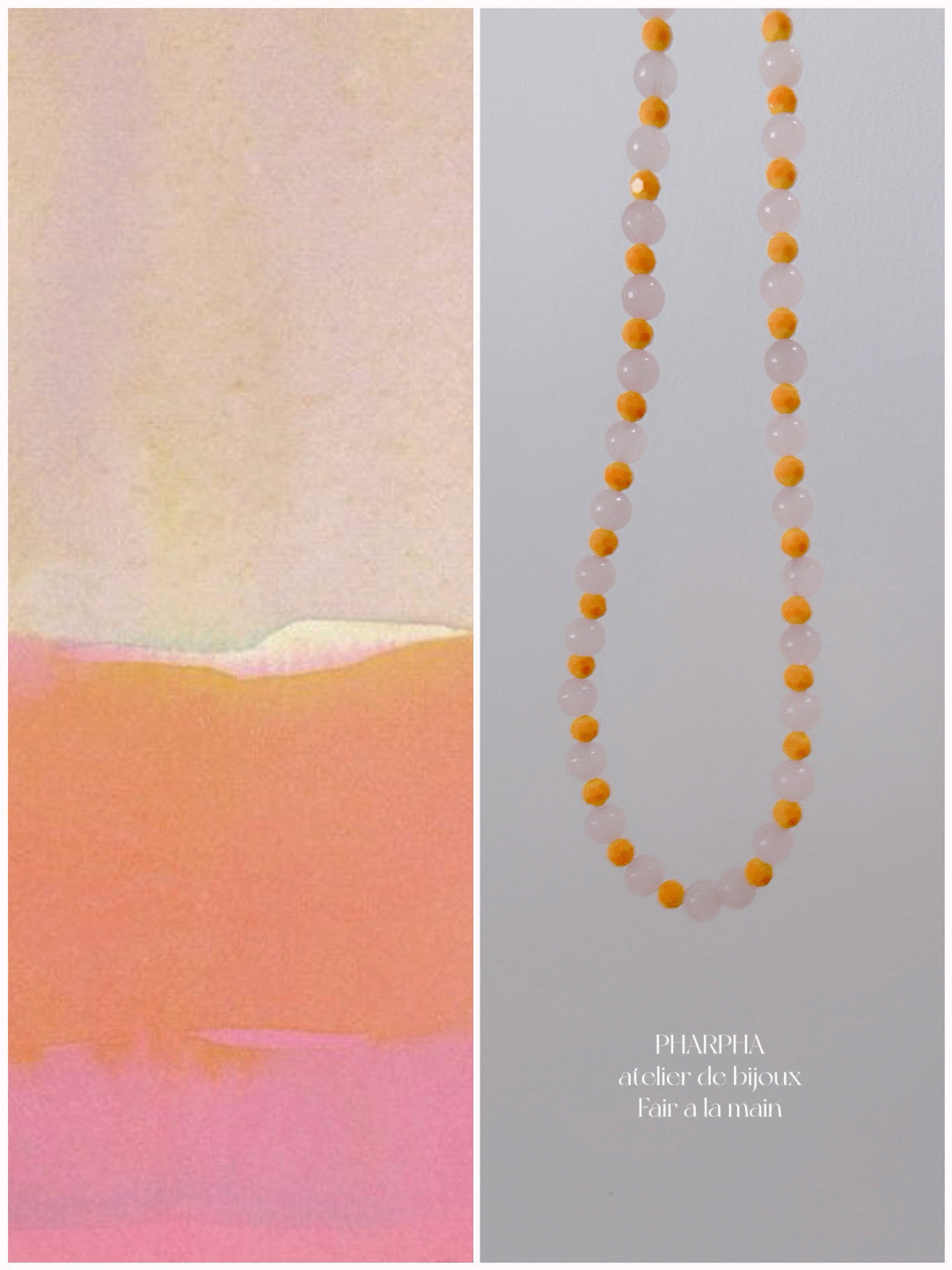 Mango Soda Pink Crystal Beaded Necklace